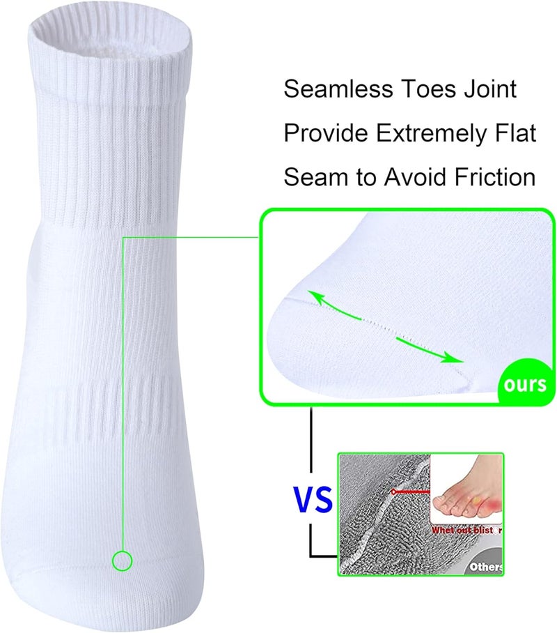 WindCrosser Womens Anti Odor Blister Proof Seamless Cotton Moisture Wicking Sports Quarter Crew/Ankle Dress Socks,Size 6-10 - Image 4